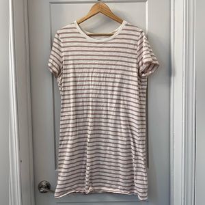 Pink and White Striped T-shirt Dress